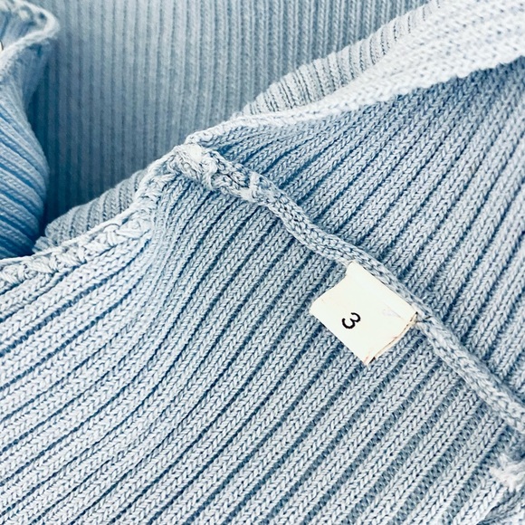 🩵SANDRO PARIS Baby Blue Bell Fluted Sleeves “Malana” Ribbed Sweater Top Blouse - Picture 6 of 9